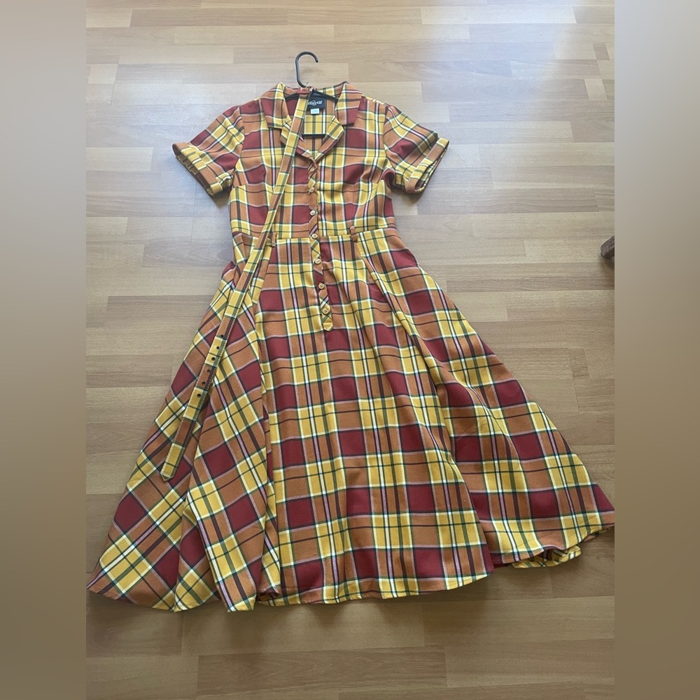 Collectif Red and Yellow Plaid Caterina Swing dress
